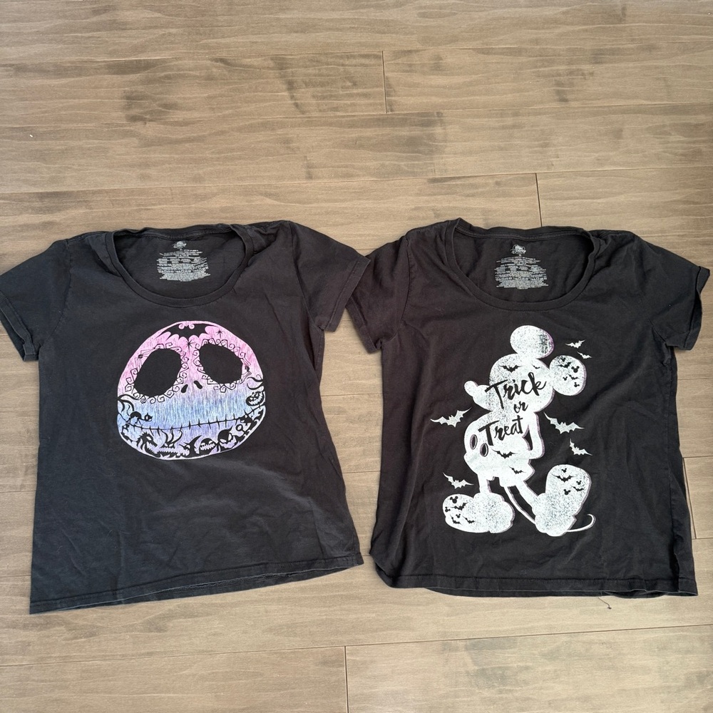 Disney Ladies T Shirt Lot Jack Skellington & Halloween Mickey Halloween Size XL